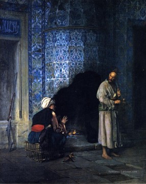 Un chat au coin du feu Grec orientalisme Jean Léon Gérôme Peinture à l'huile